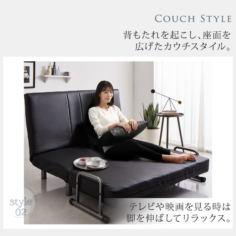 3WAYハイバックソファベッドROLLEY セミダブル ベッド モダン 家具 ソファ カウチ インテリア クッション付き 多機能 コンパクト