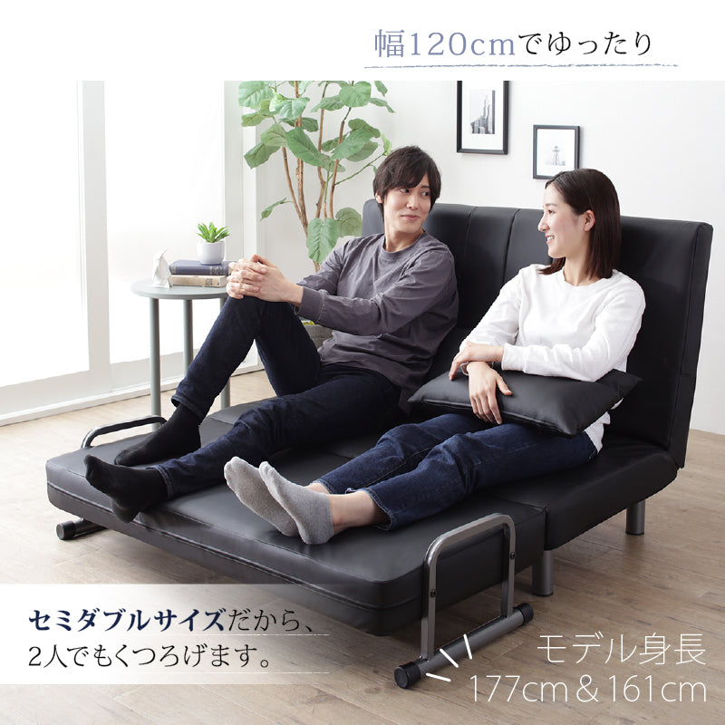 3WAYハイバックソファベッドROLLEY セミダブル ベッド モダン 家具 ソファ カウチ インテリア クッション付き 多機能 コンパクト