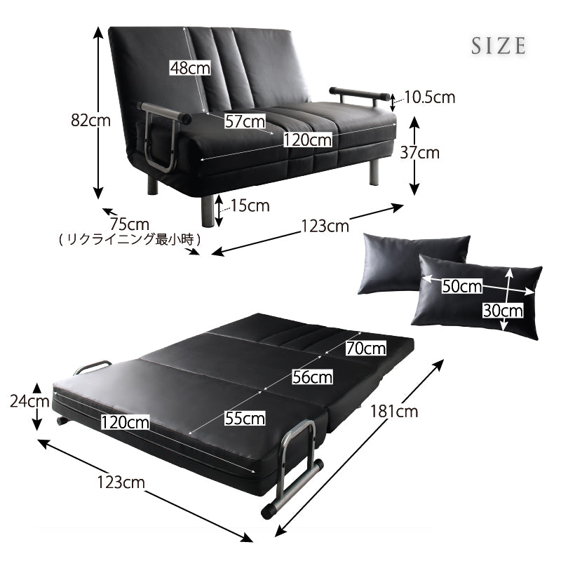 3WAYハイバックソファベッドROLLEY セミダブル ベッド モダン 家具 ソファ カウチ インテリア クッション付き 多機能 コンパクト
