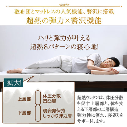 超熟三つ折り高反発マットレス敷布団 三つ折りマットレス 敷布団 高反発マットレス 体圧分散マットレス 抗菌敷布団 防臭マットレス 高通気敷布団 凹凸ウレタン 寝返りサポート 通気性マットレス