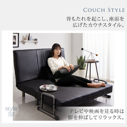 3WAYハイバックソファベッドROLLEY セミダブル ベッド モダン 家具 ソファ カウチ インテリア クッション付き 多機能 コンパクト