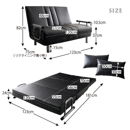 3WAYハイバックソファベッドROLLEY セミダブル ベッド モダン 家具 ソファ カウチ インテリア クッション付き 多機能 コンパクト