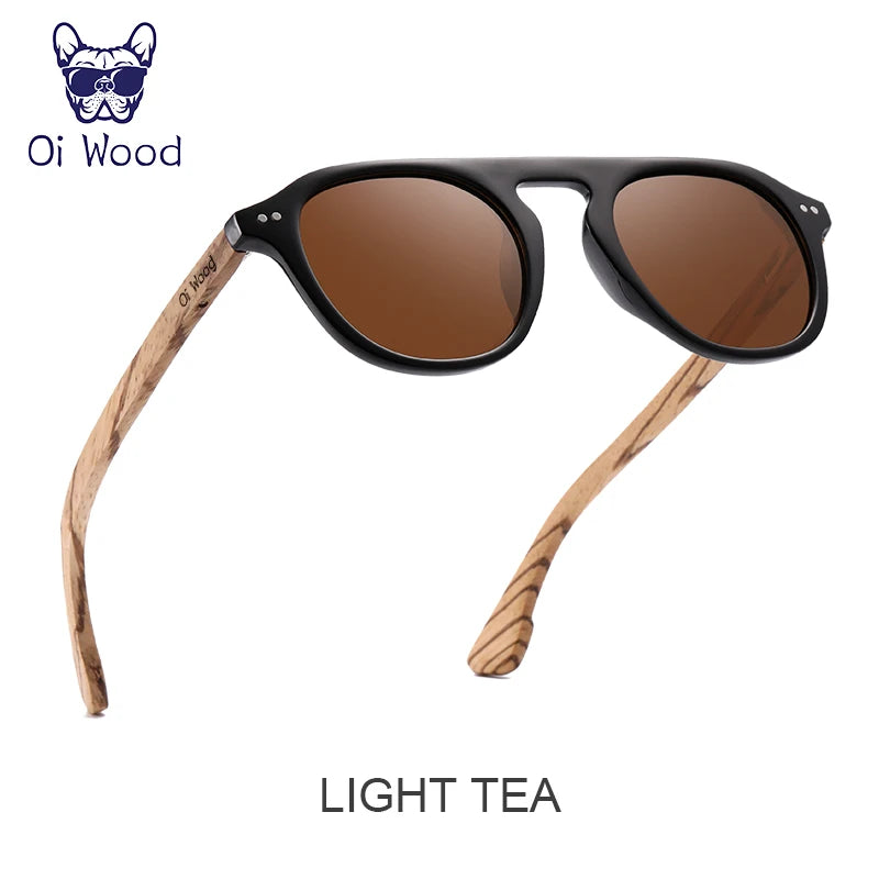 ゼブラウッドが映える偏光サングラス（Oi Wood GR8057） 木目調 ゼブラウッド UVカット ミラー レディース メンズ ユニセックス 軽量 おしゃれ 自然派 カジュアル