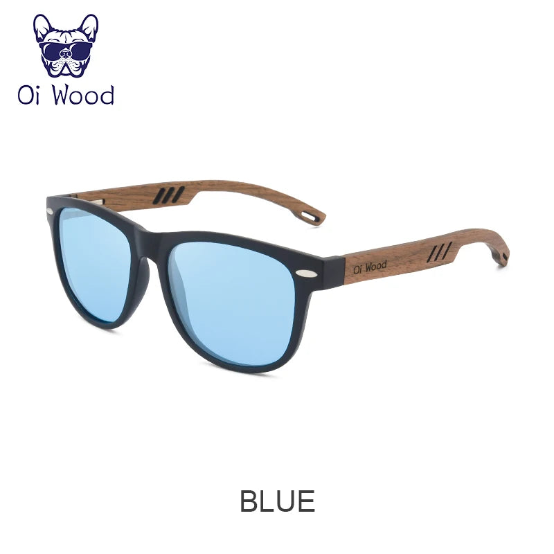 高品質 偏光サングラス（Oi Wood 9007） 木製 偏光 メンズ レディース ミラー UVカット ドライブ おしゃれ 軽量