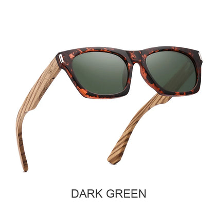 ゼブラウッドの偏光サングラス（Oi Wood GR8058） 木製サングラス ゼブラウッド 天然 ユニセックス メンズ レディース ドライブ 旅行 UVカット 軽量 スクエア