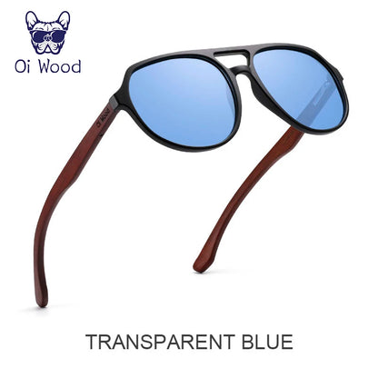 クールな偏光サングラス（Oi Wood 8049） 木製サングラス メンズ レディース ゴーグル風 おしゃれ UVカット 大きめレンズ アウトドア ファッション