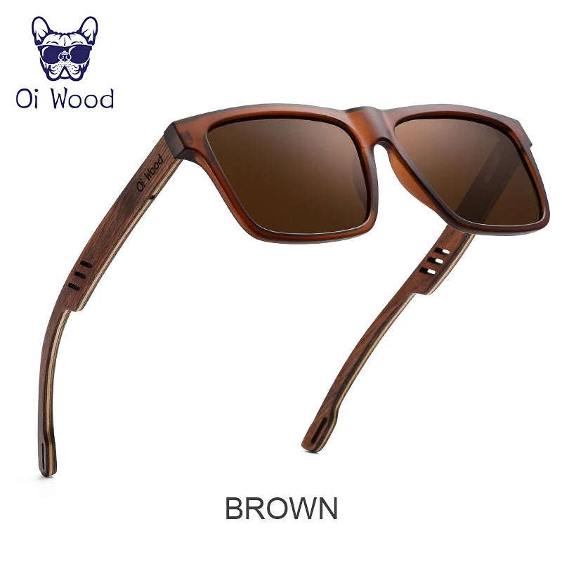目元を輝かせる偏光サングラス（Oi Wood 8029） メンズ スポーツ ドライブ スクエア型 UVカット 軽量 ミラーサングラス アウトドア ファッション