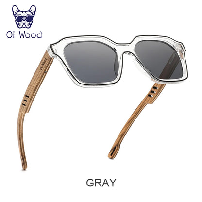 洗練された偏光サングラス（Oi Wood GR8061） レディース メンズ ウッド 木目 UVカット ミラー加工 レクタングル 軽量 ファッション おしゃれ