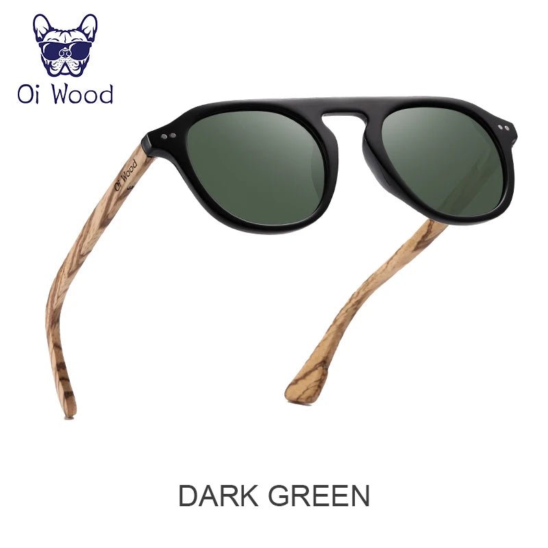 ゼブラウッドが映える偏光サングラス（Oi Wood GR8057） 木目調 ゼブラウッド UVカット ミラー レディース メンズ ユニセックス 軽量 おしゃれ 自然派 カジュアル