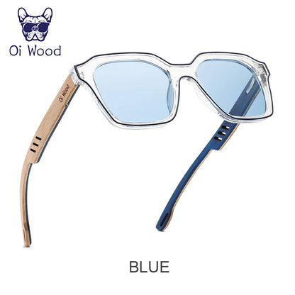洗練された偏光サングラス（Oi Wood GR8061） レディース メンズ ウッド 木目 UVカット ミラー加工 レクタングル 軽量 ファッション おしゃれ