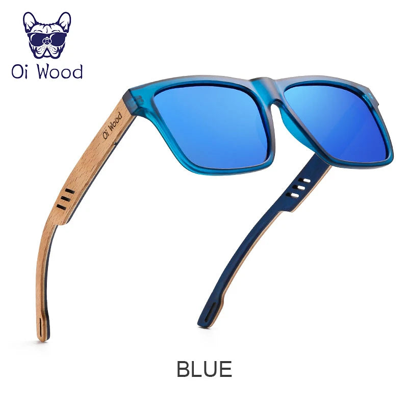 目元を輝かせる偏光サングラス（Oi Wood 8029） メンズ スポーツ ドライブ スクエア型 UVカット 軽量 ミラーサングラス アウトドア ファッション