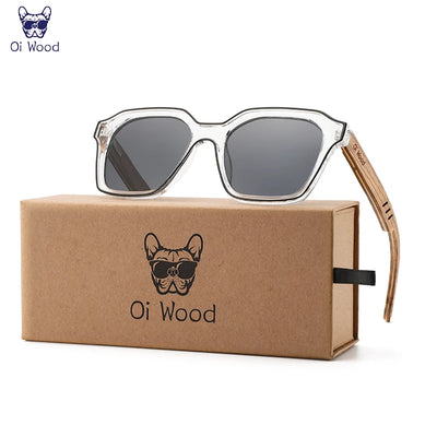 洗練された偏光サングラス（Oi Wood GR8061） レディース メンズ ウッド 木目 UVカット ミラー加工 レクタングル 軽量 ファッション おしゃれ