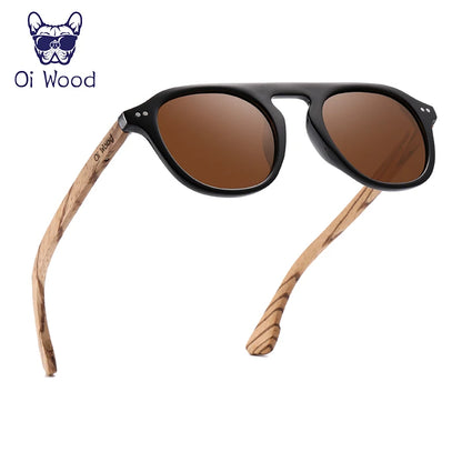 ゼブラウッドが映える偏光サングラス（Oi Wood GR8057） 木目調 ゼブラウッド UVカット ミラー レディース メンズ ユニセックス 軽量 おしゃれ 自然派 カジュアル