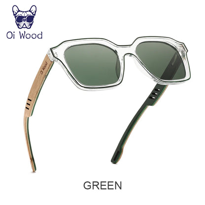 洗練された偏光サングラス（Oi Wood GR8061） レディース メンズ ウッド 木目 UVカット ミラー加工 レクタングル 軽量 ファッション おしゃれ