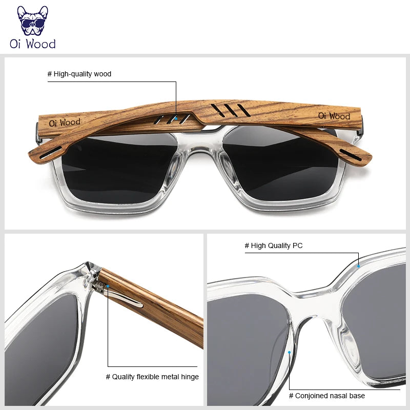 洗練された偏光サングラス（Oi Wood GR8061） レディース メンズ ウッド 木目 UVカット ミラー加工 レクタングル 軽量 ファッション おしゃれ