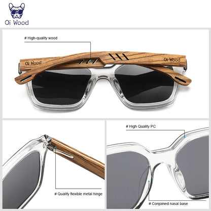 洗練された偏光サングラス（Oi Wood GR8061） レディース メンズ ウッド 木目 UVカット ミラー加工 レクタングル 軽量 ファッション おしゃれ