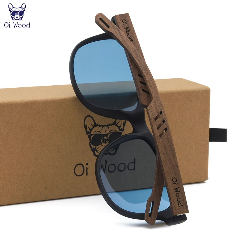 高品質 偏光サングラス（Oi Wood 9007） 木製 偏光 メンズ レディース ミラー UVカット ドライブ おしゃれ 軽量
