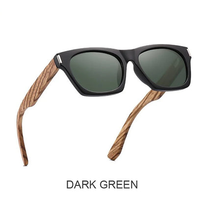 ゼブラウッドの偏光サングラス（Oi Wood GR8058） 木製サングラス ゼブラウッド 天然 ユニセックス メンズ レディース ドライブ 旅行 UVカット 軽量 スクエア